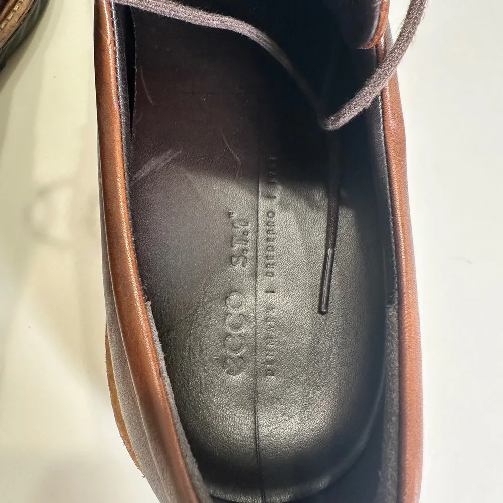 ECCO ST.1 Hybrid Lite Mens Brown Leather Plain Toe Derby Shoes Business Casual